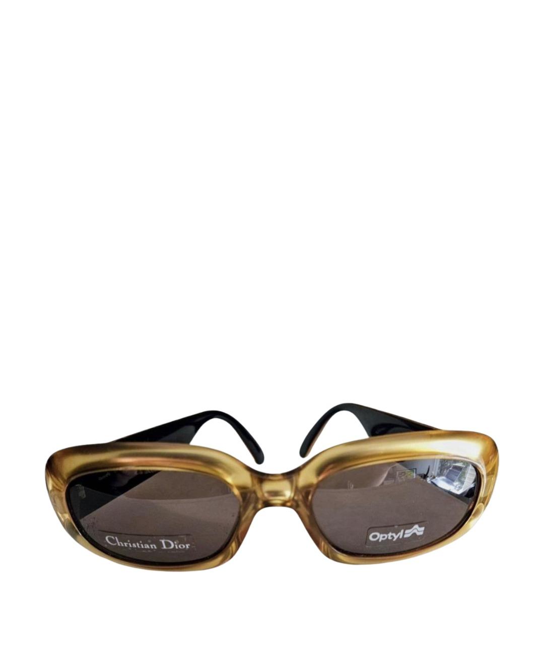 CHRISTIAN DIOR Золотые пластиковые солнцезащитные очки, фото 1