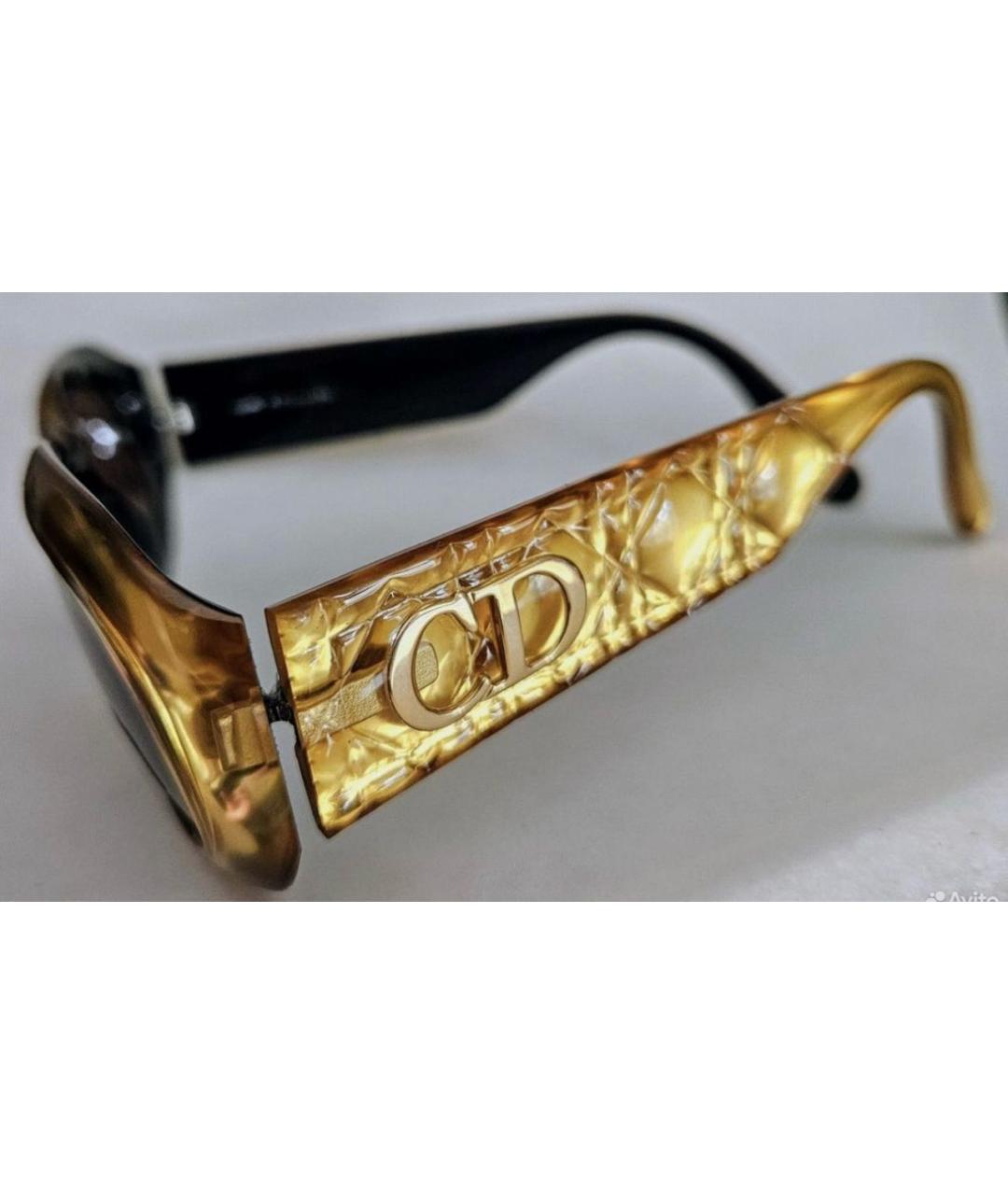 CHRISTIAN DIOR Золотые пластиковые солнцезащитные очки, фото 2