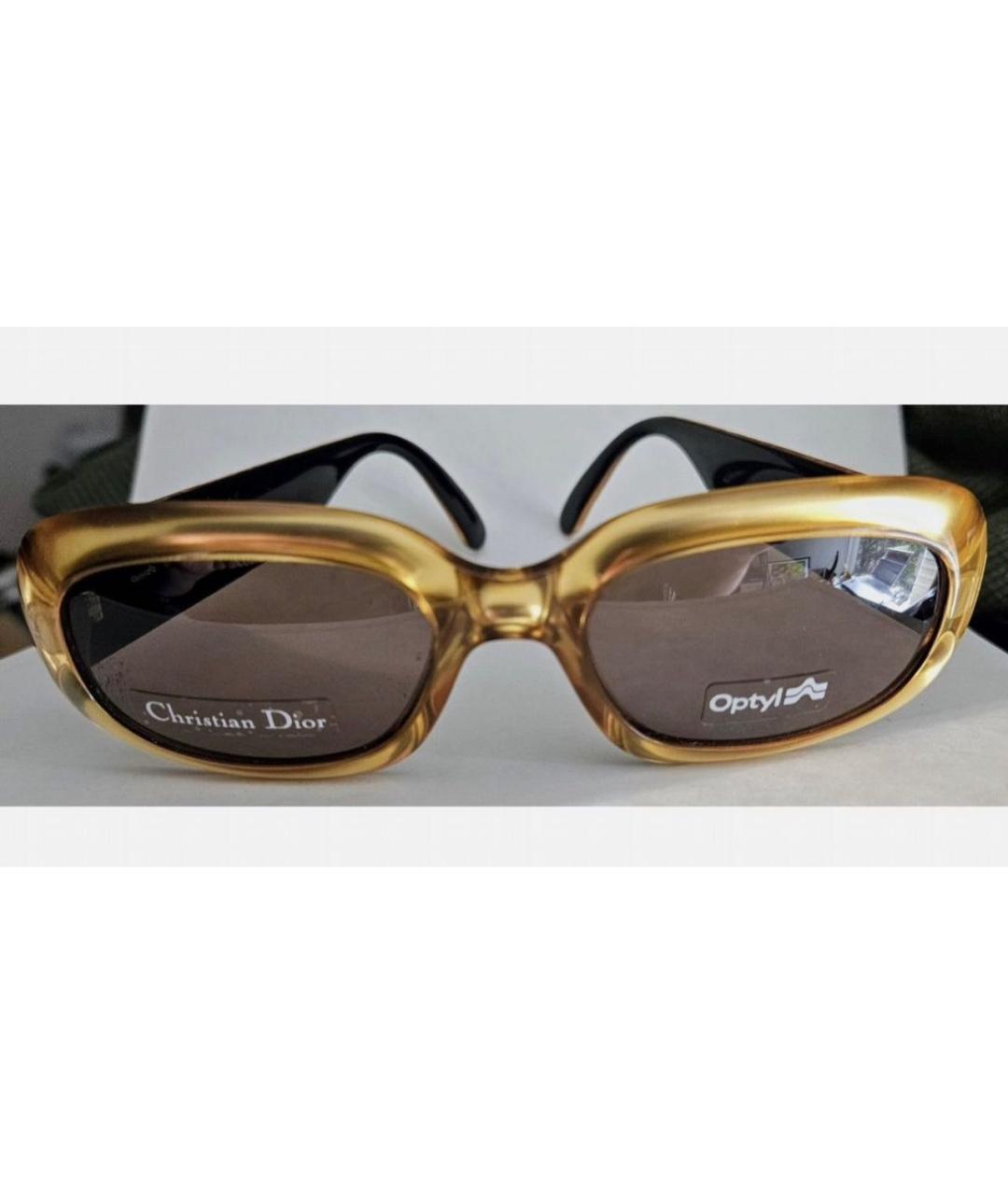 CHRISTIAN DIOR Золотые пластиковые солнцезащитные очки, фото 9