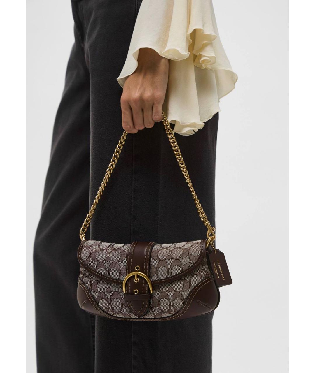 COACH Коричневая сумка с короткими ручками, фото 4
