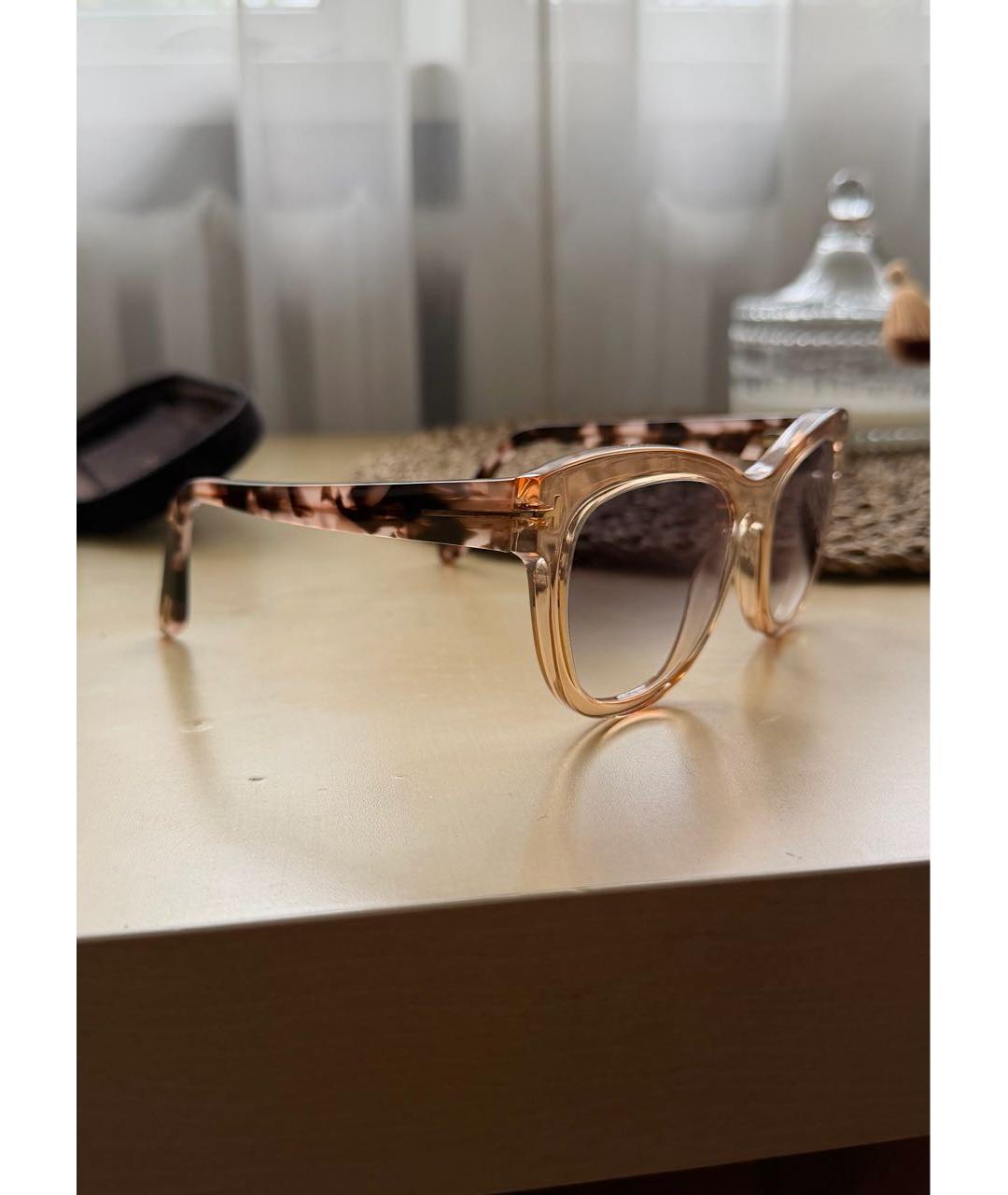 TOM FORD Бежевые пластиковые солнцезащитные очки, фото 2