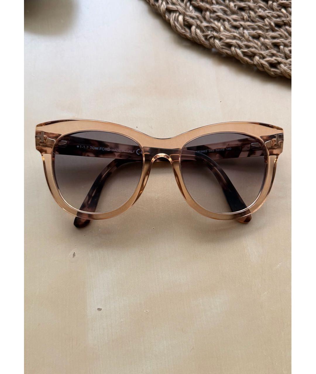 TOM FORD Бежевые пластиковые солнцезащитные очки, фото 7
