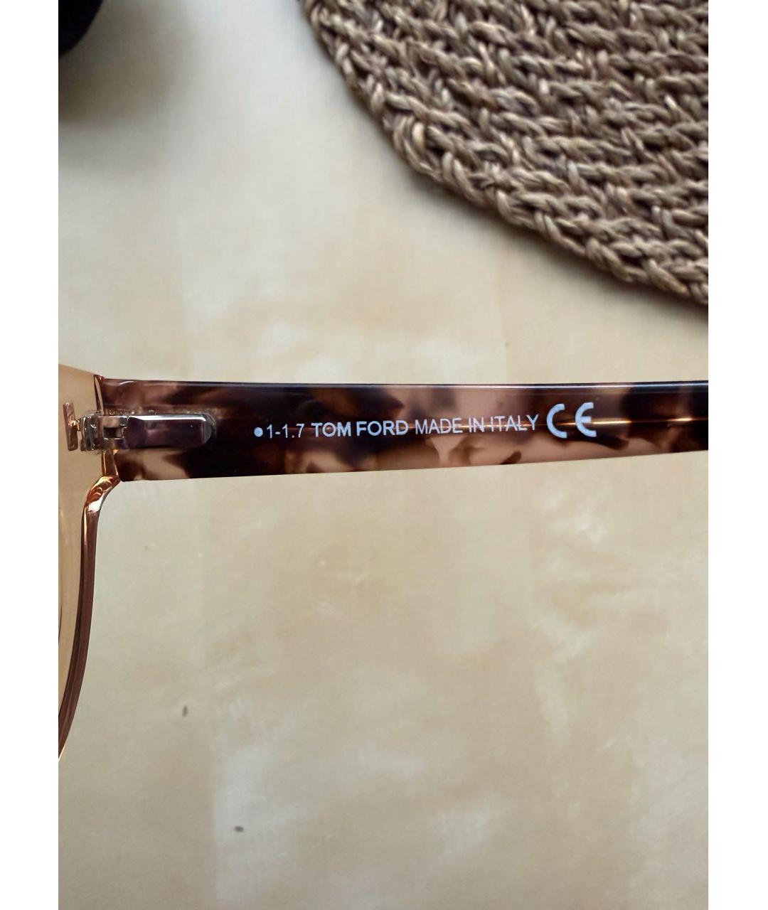 TOM FORD Бежевые пластиковые солнцезащитные очки, фото 5