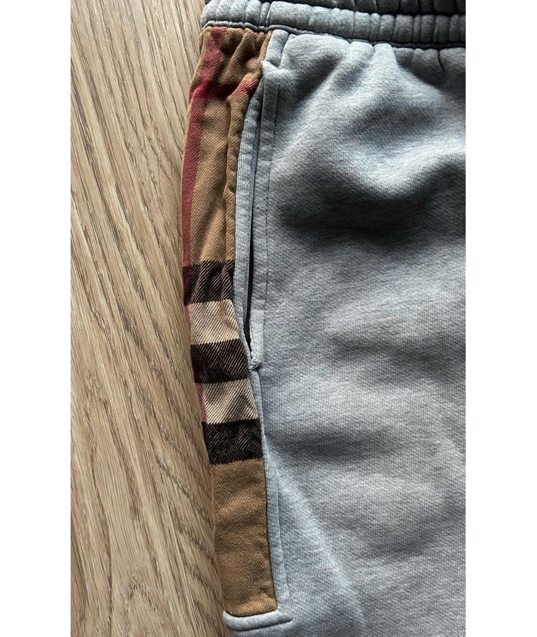 BURBERRY Серые хлопковые повседневные брюки, фото 2
