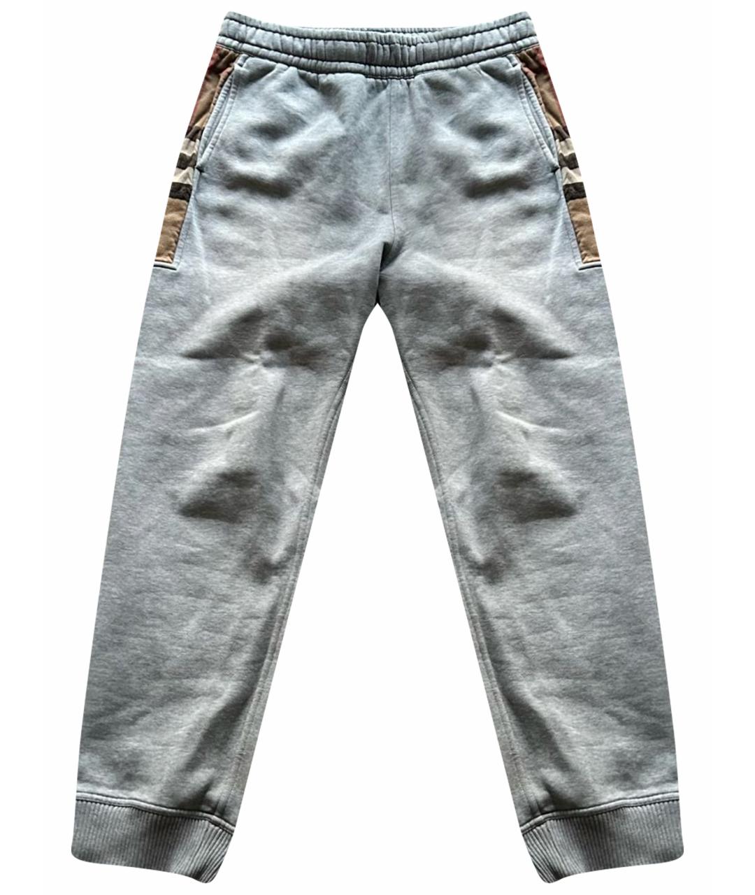 BURBERRY Серые хлопковые повседневные брюки, фото 1