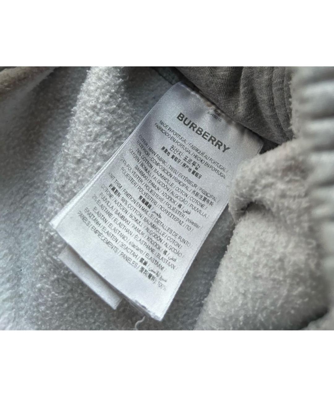 BURBERRY Серые хлопковые повседневные брюки, фото 4