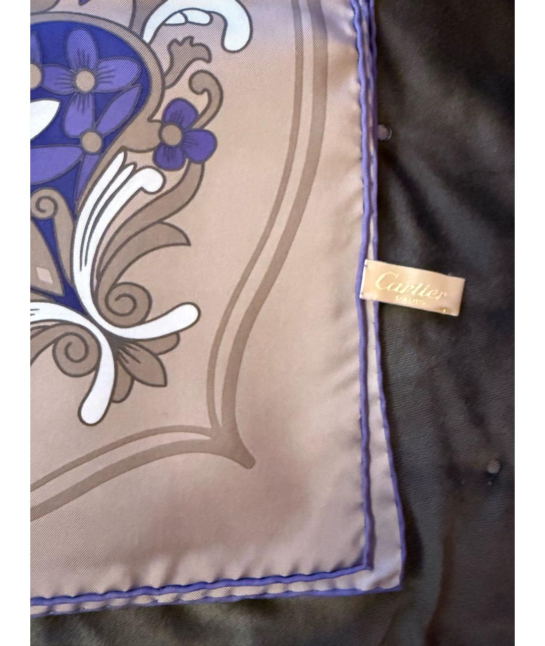 CARTIER Бежевый шелковый платок, фото 4