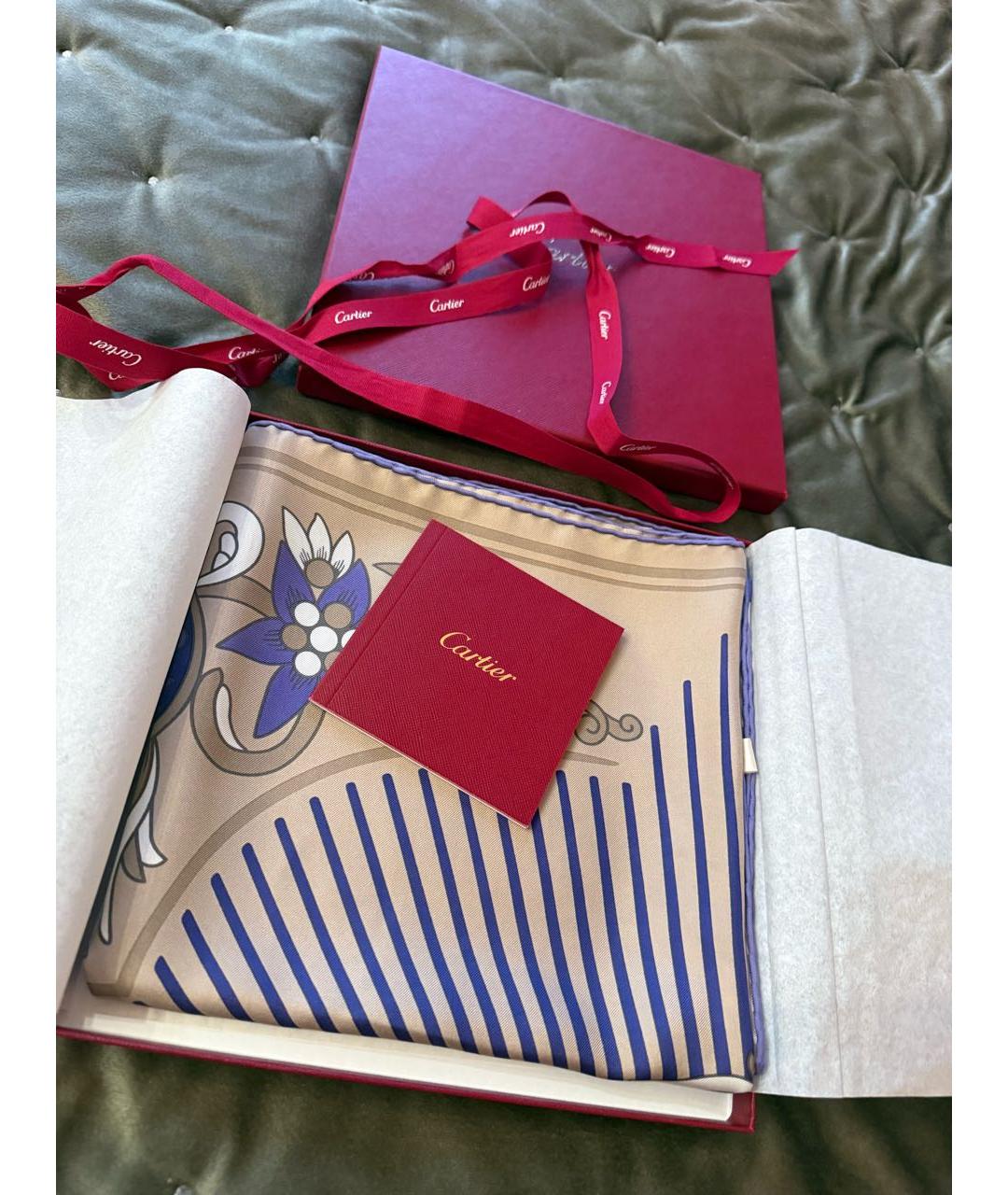 CARTIER Бежевый шелковый платок, фото 3