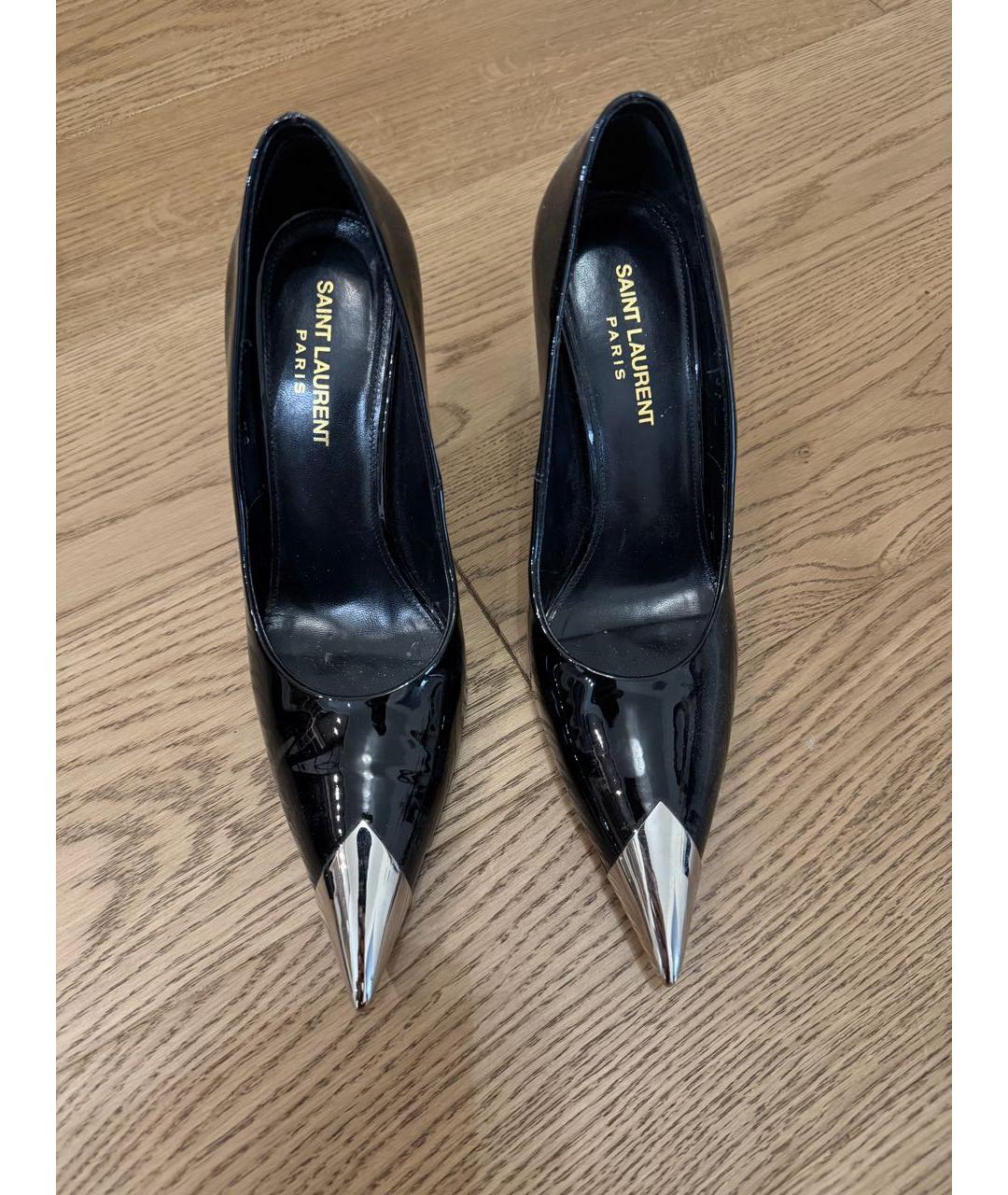 SAINT LAURENT Черные туфли из лакированной кожи, фото 2