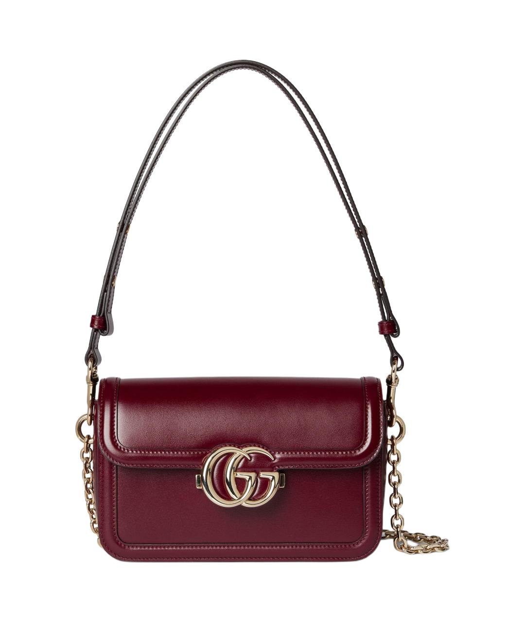 GUCCI Бордовая кожаная сумка через плечо, фото 2