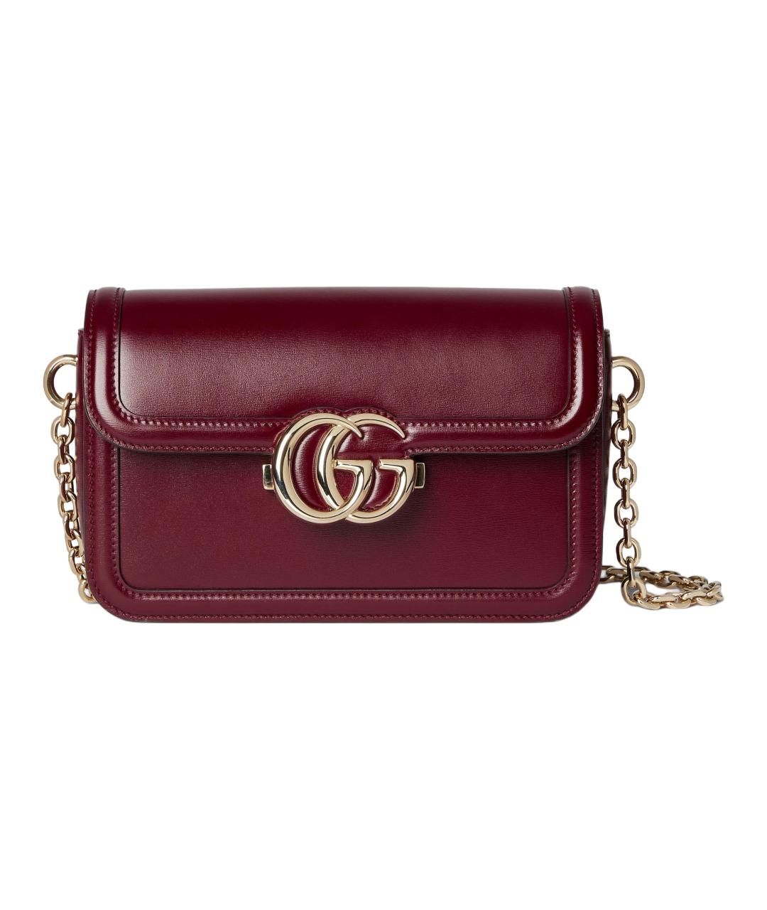 GUCCI Бордовая кожаная сумка через плечо, фото 1