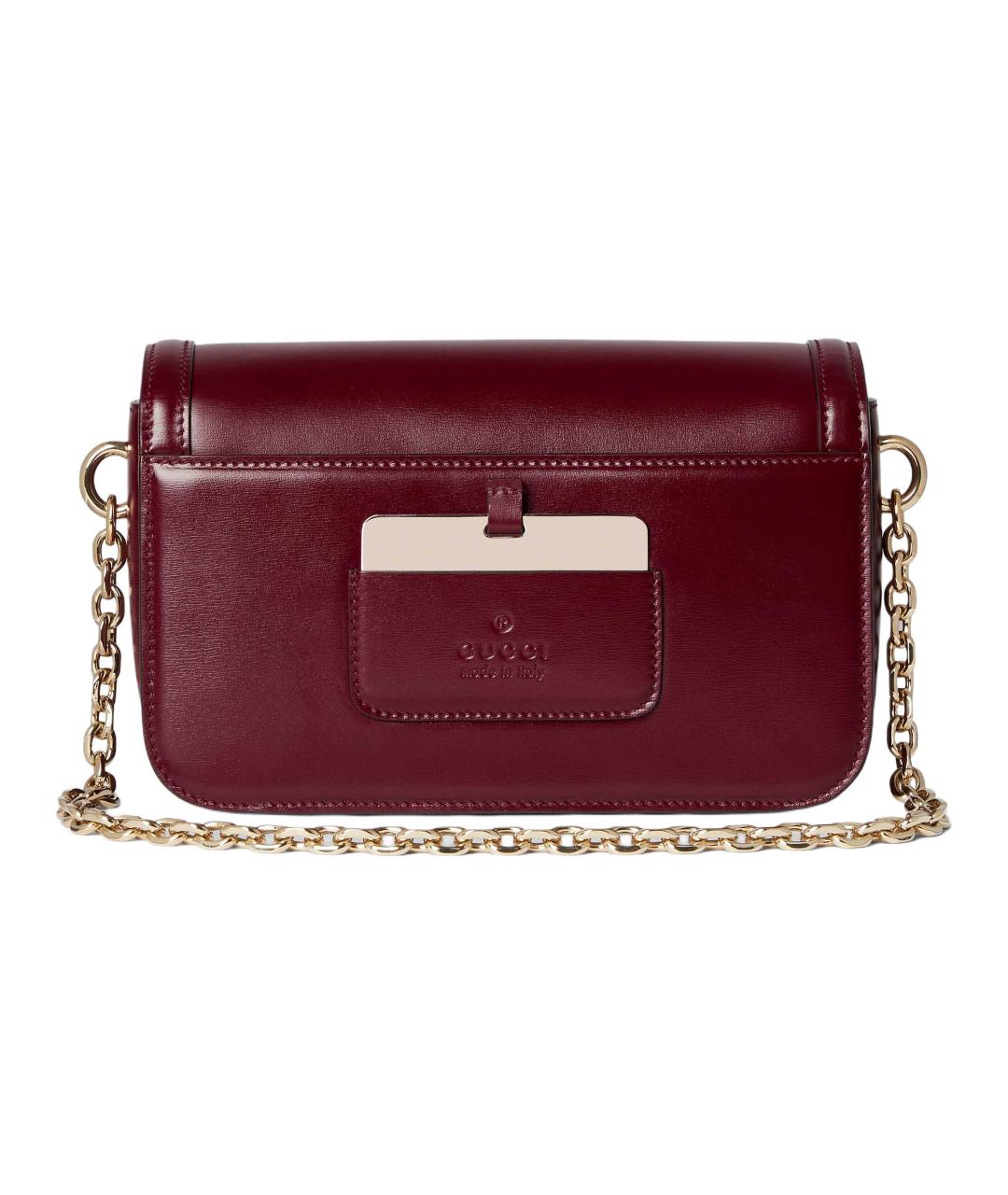GUCCI Бордовая кожаная сумка через плечо, фото 5