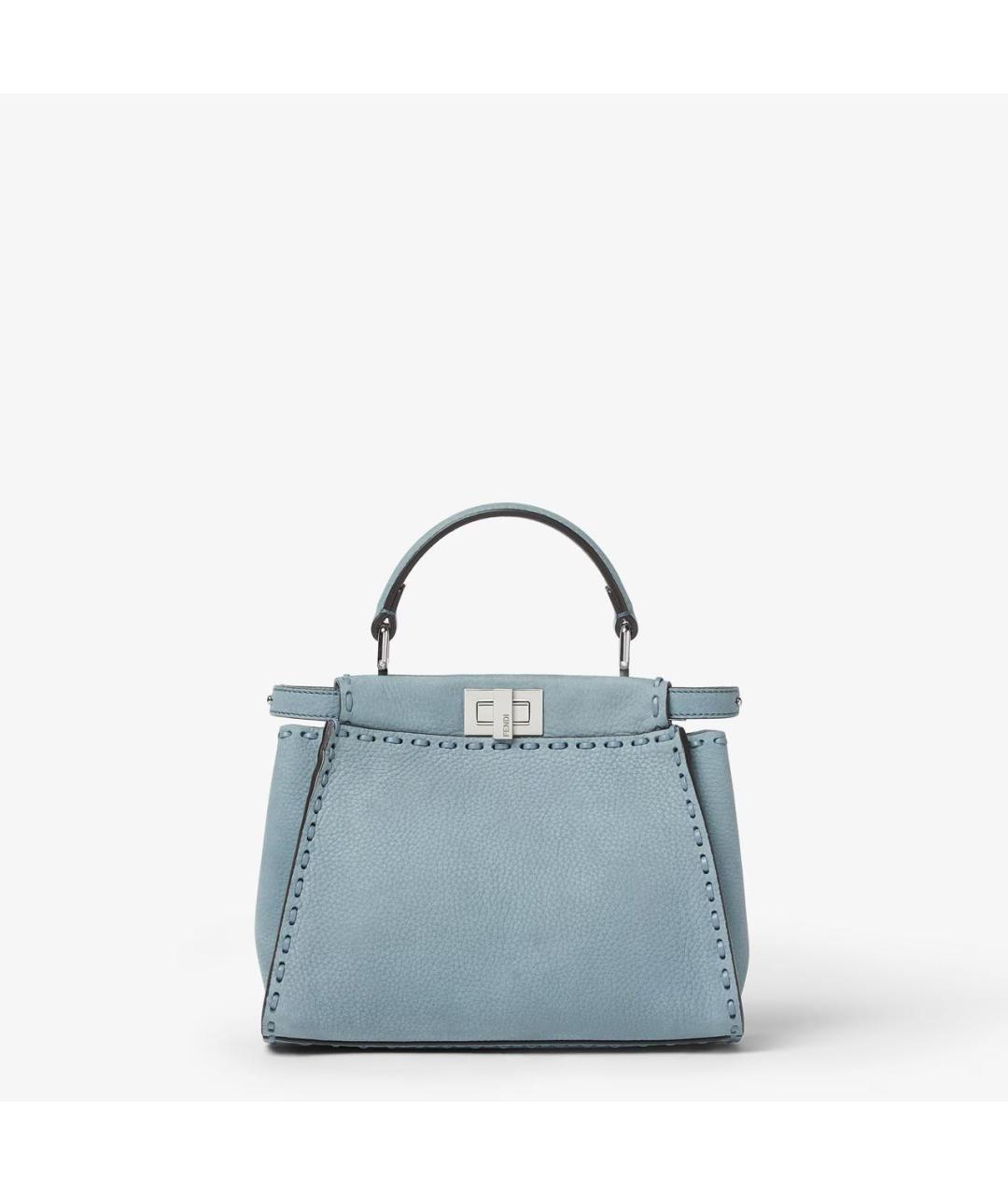 FENDI Голубая кожаная сумка с короткими ручками, фото 8