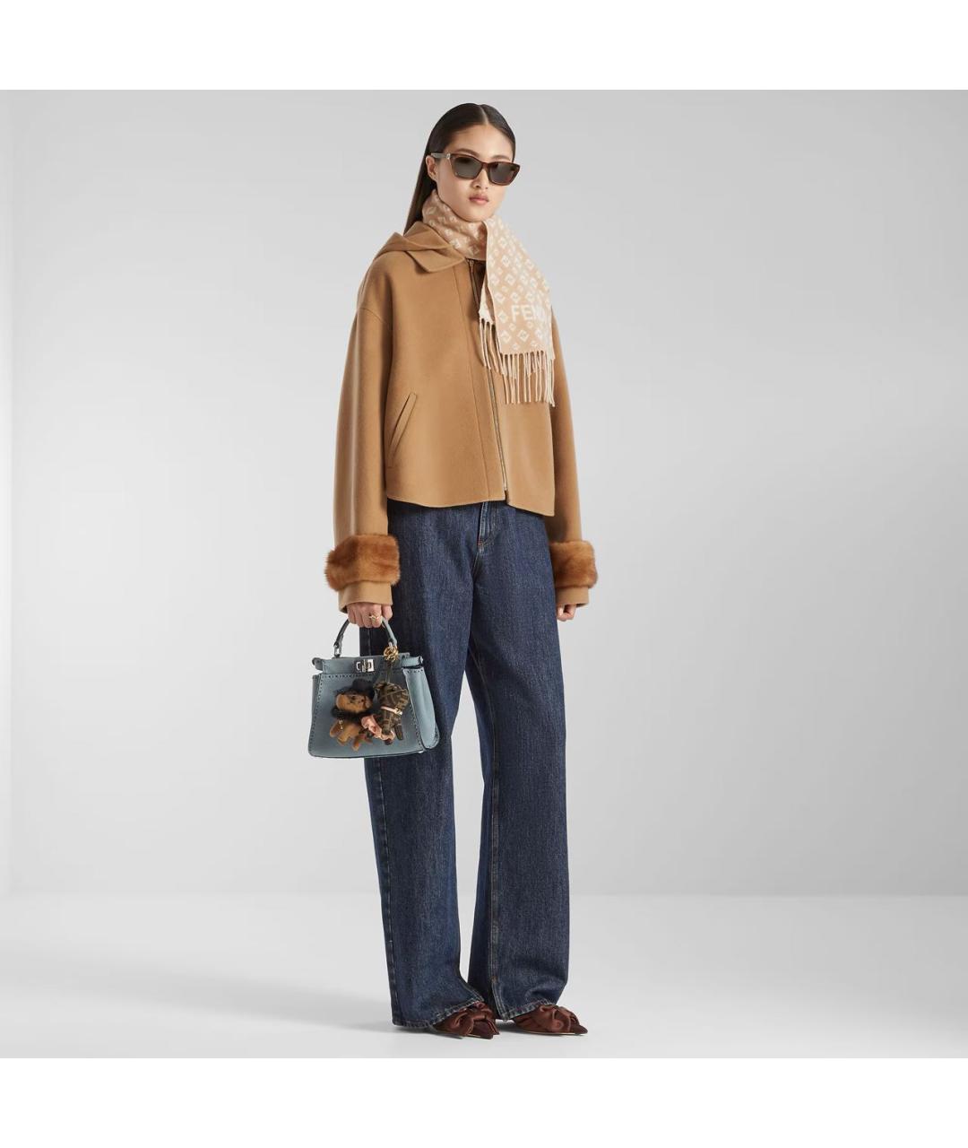 FENDI Голубая кожаная сумка с короткими ручками, фото 6