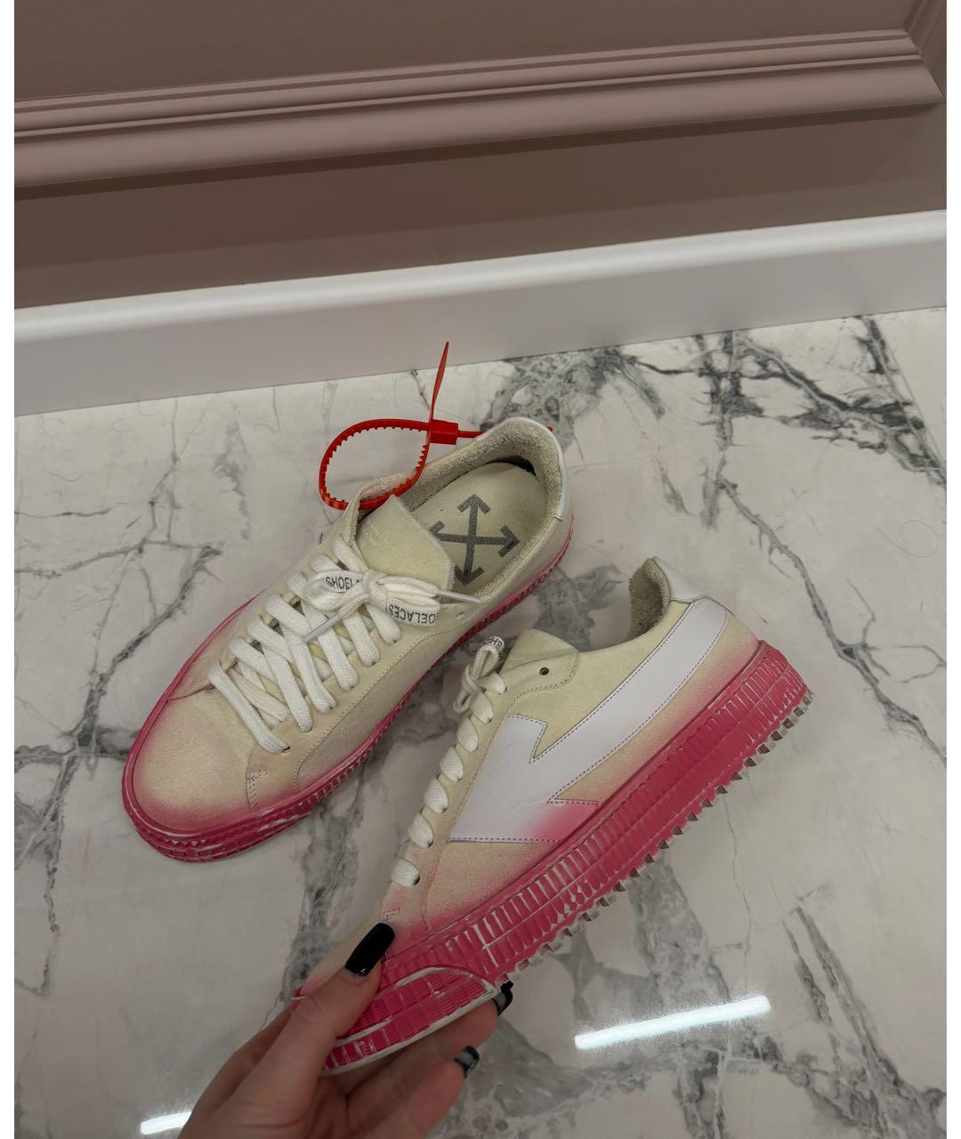 OFF-WHITE Белые замшевые кеды, фото 3