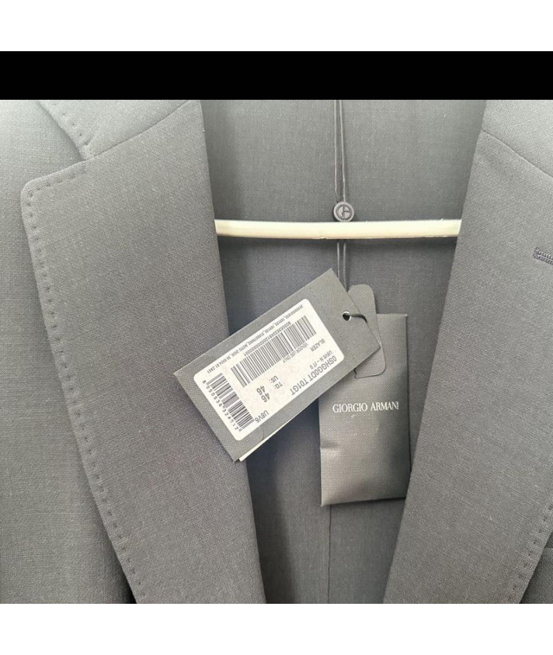 GIORGIO ARMANI Антрацитовый шерстяной жакет/пиджак, фото 7