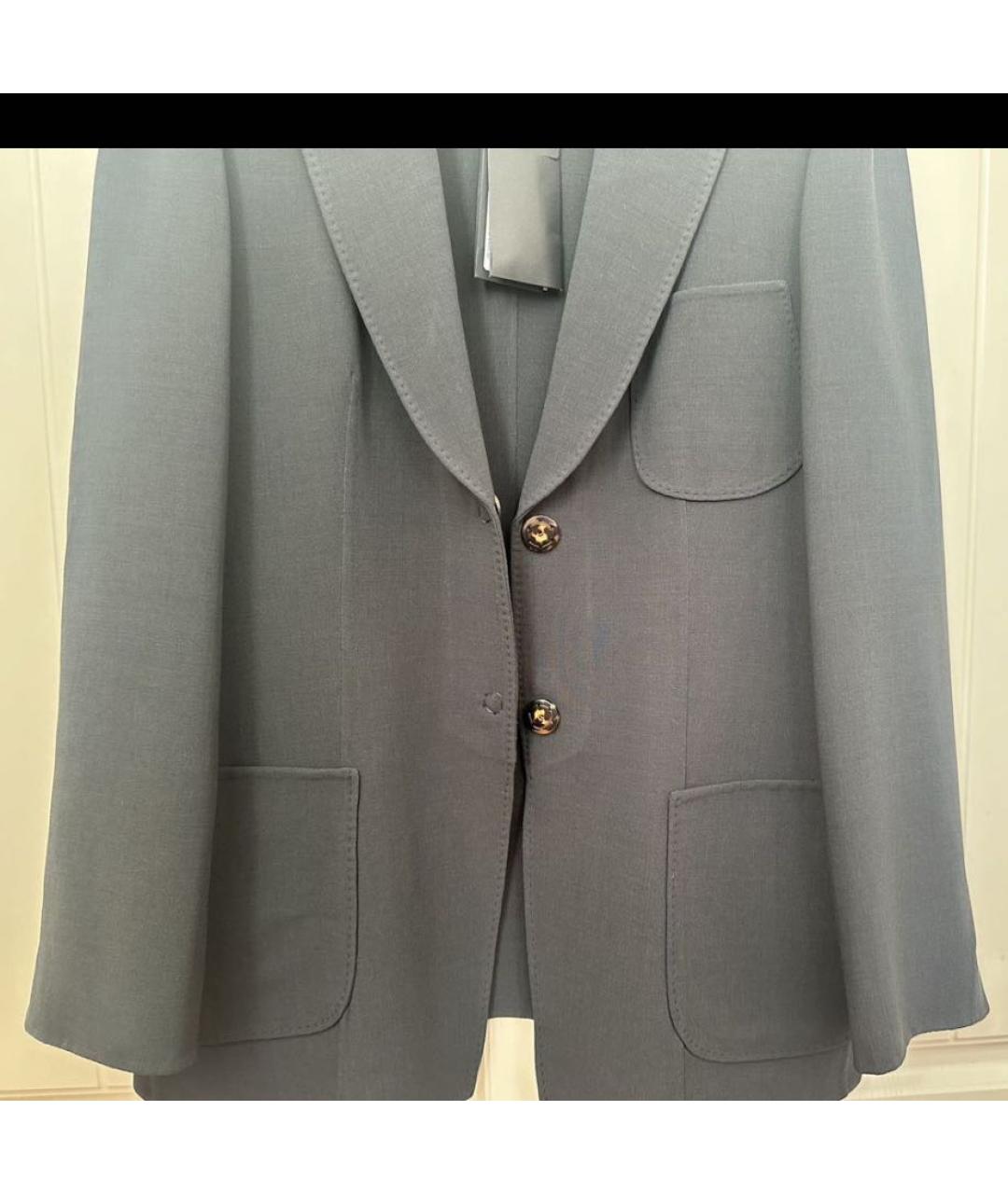 GIORGIO ARMANI Антрацитовый шерстяной жакет/пиджак, фото 4