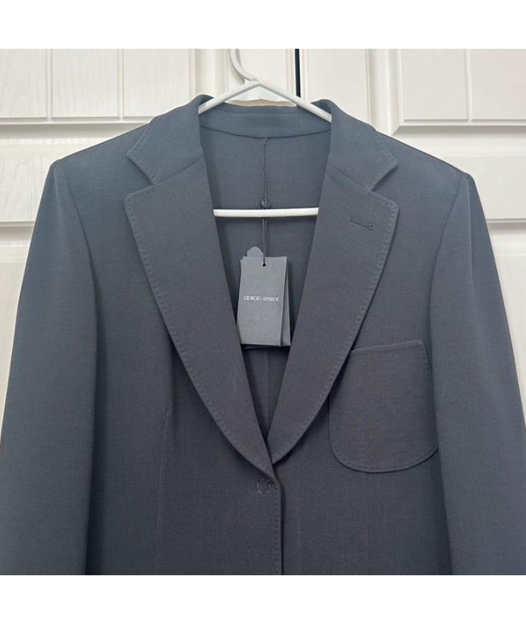 GIORGIO ARMANI Антрацитовый шерстяной жакет/пиджак, фото 2