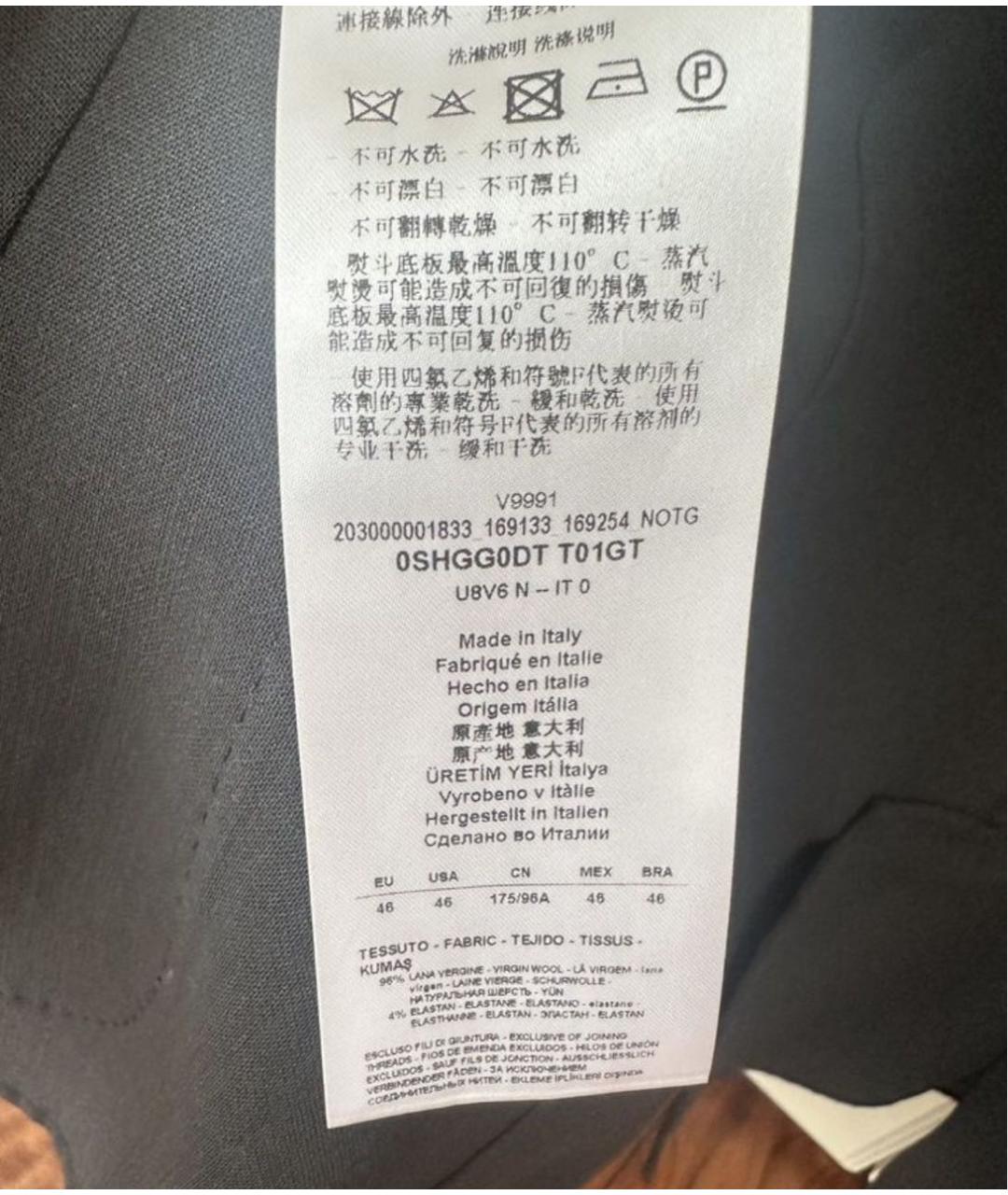 GIORGIO ARMANI Антрацитовый шерстяной жакет/пиджак, фото 5