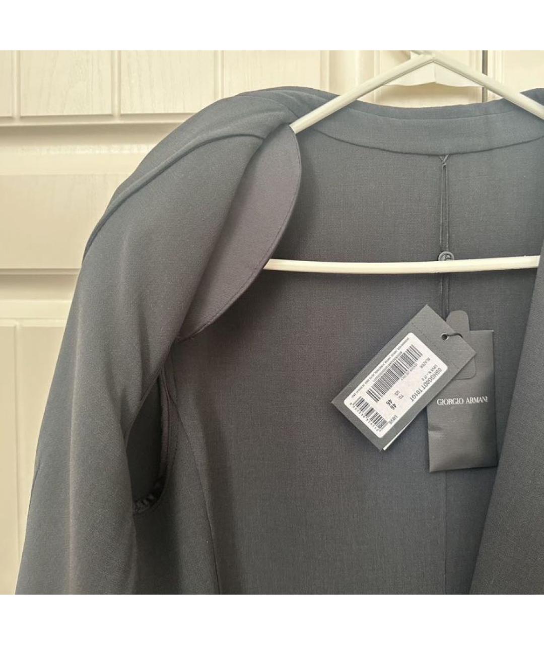 GIORGIO ARMANI Антрацитовый шерстяной жакет/пиджак, фото 6