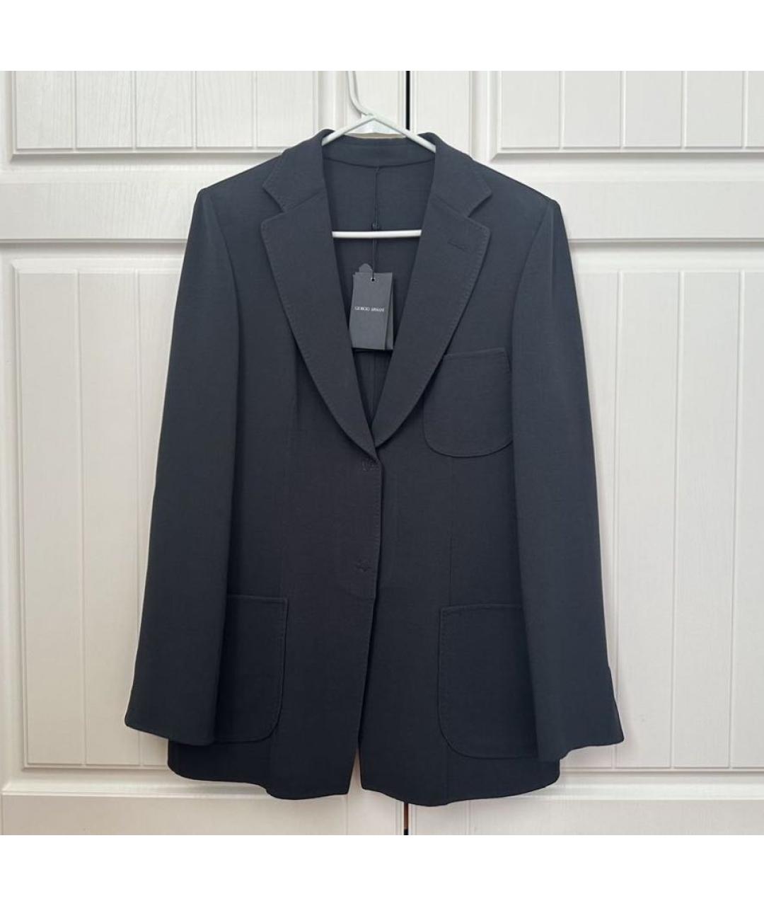 GIORGIO ARMANI Антрацитовый шерстяной жакет/пиджак, фото 8