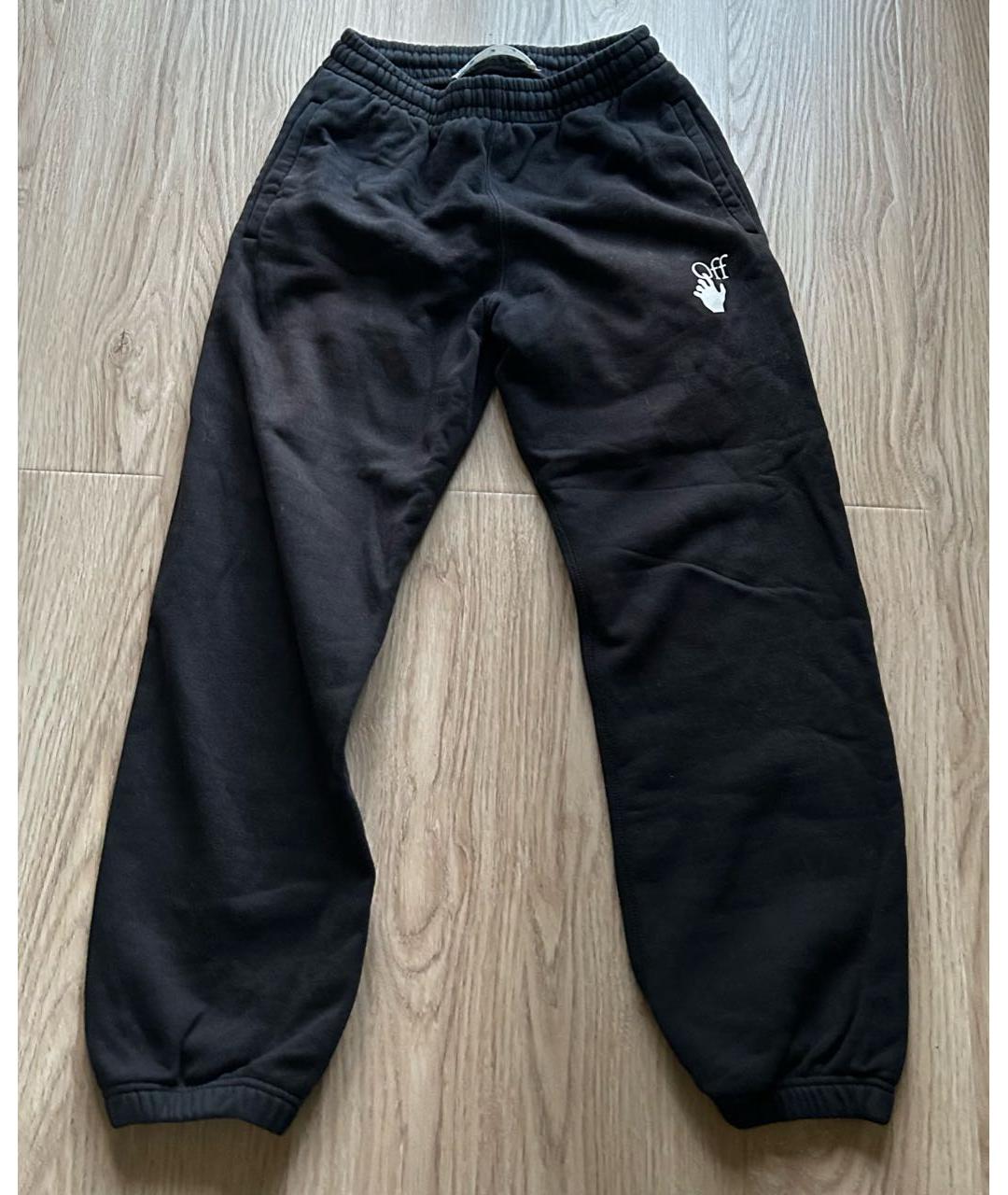 OFF-WHITE Черные хлопковые повседневные брюки, фото 9