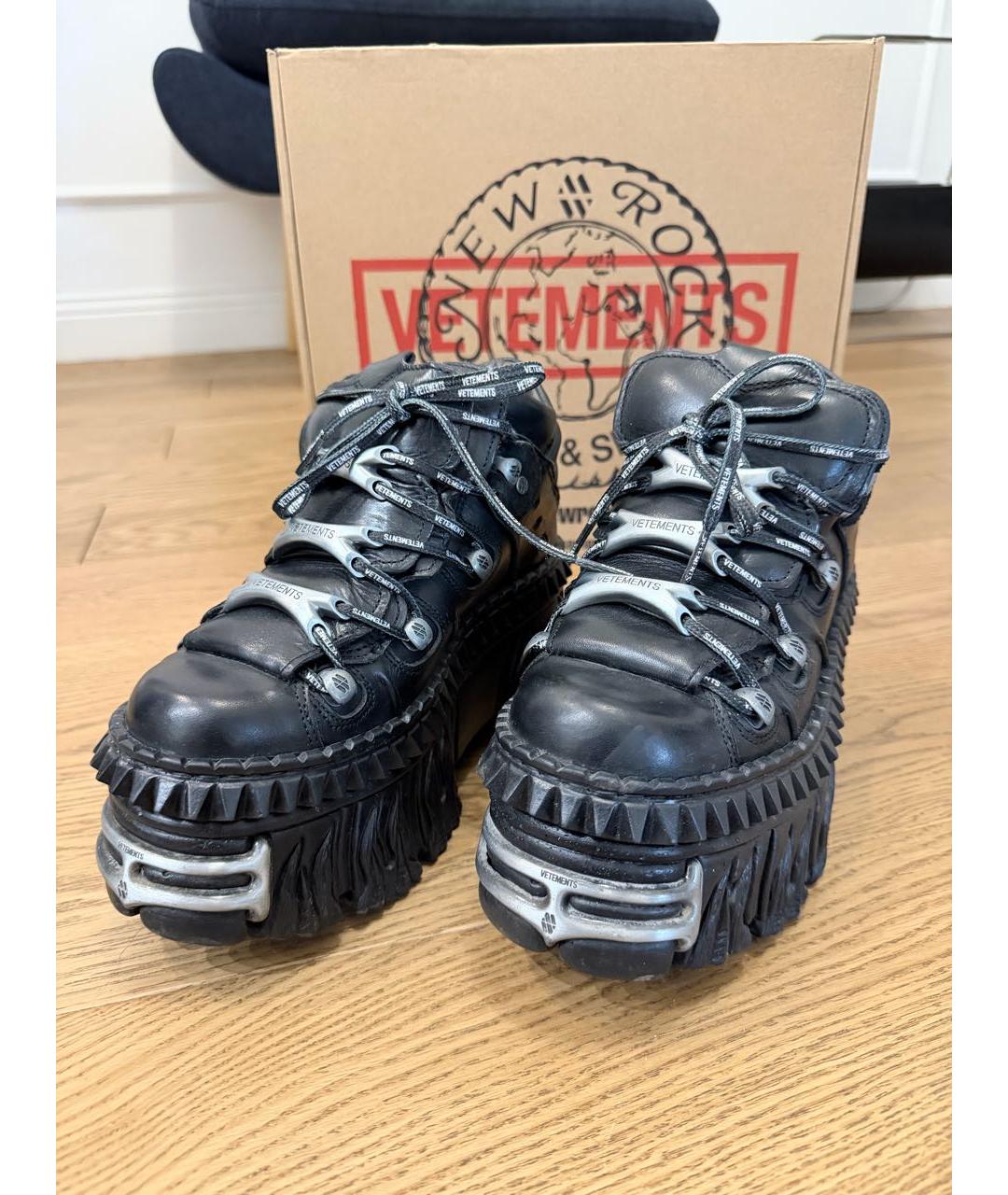 VETEMENTS Черные кожаные ботинки, фото 6