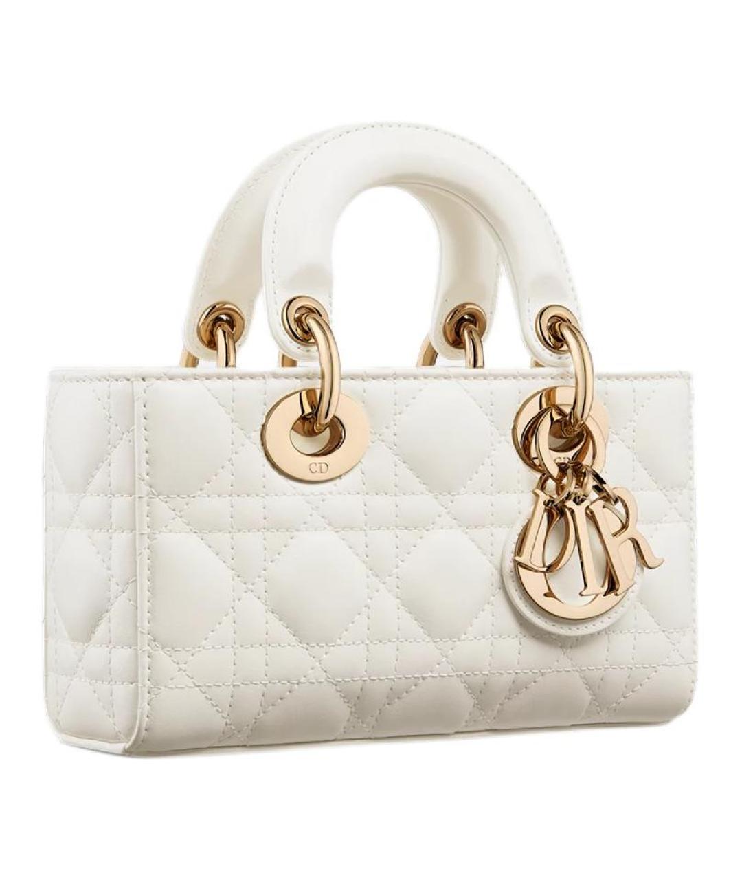 CHRISTIAN DIOR Белая кожаная сумка через плечо, фото 4