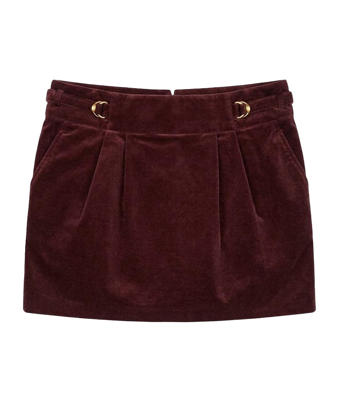 GUCCI Бордовая велюровая юбка мини, фото 1