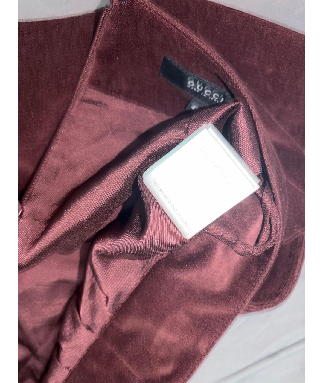 GUCCI Бордовая велюровая юбка мини, фото 5