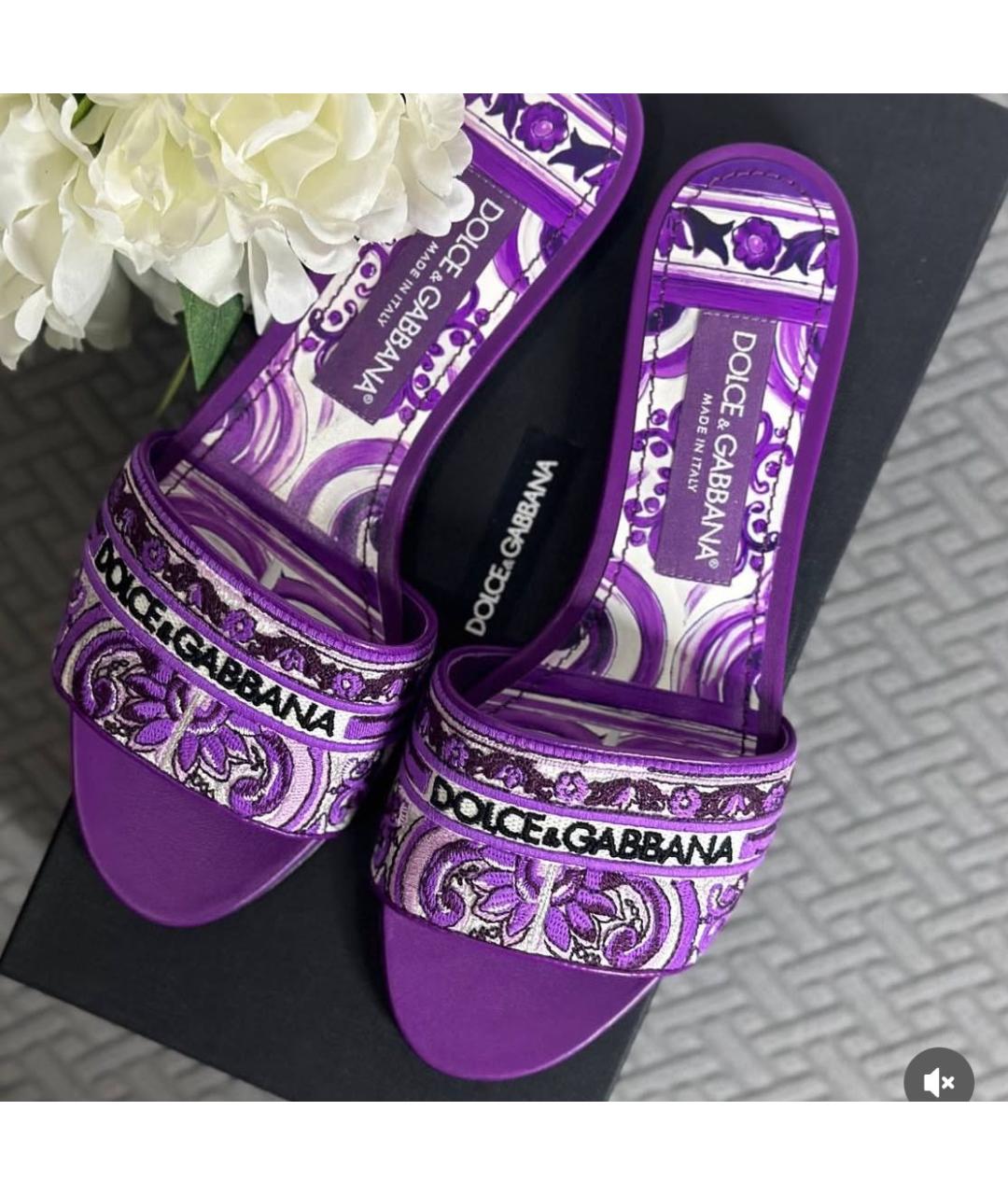 DOLCE&GABBANA Фиолетовые текстильные мюли, фото 8