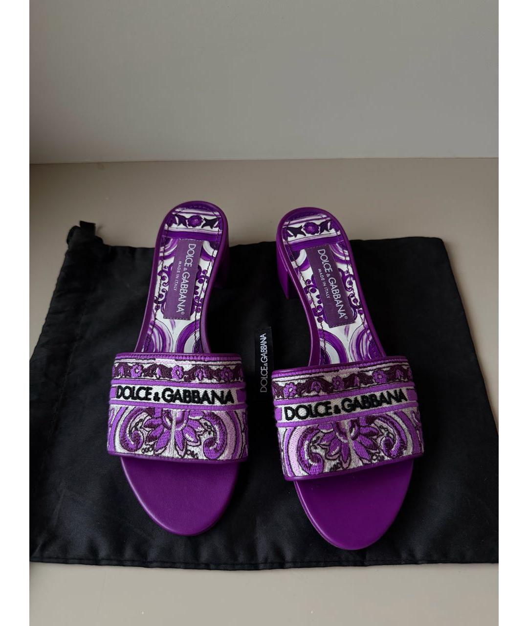 DOLCE&GABBANA Фиолетовые текстильные мюли, фото 7