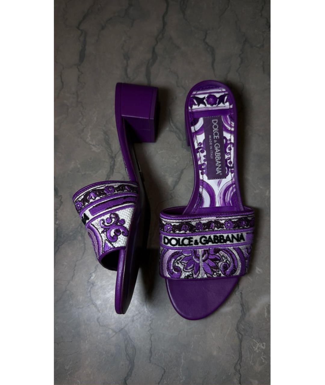DOLCE&GABBANA Фиолетовые текстильные мюли, фото 2