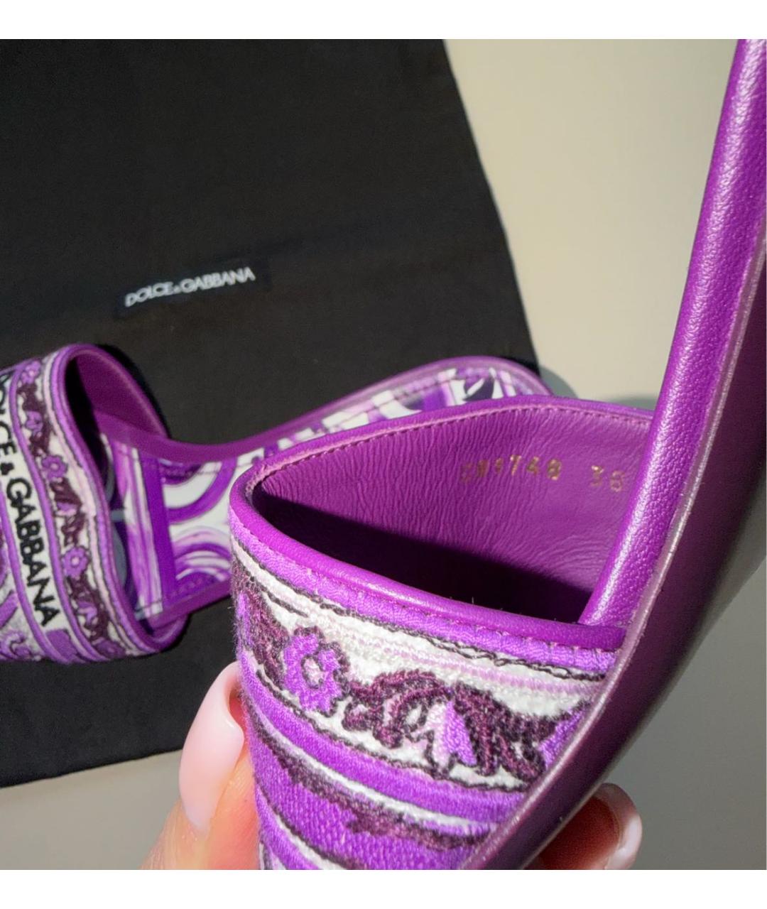 DOLCE&GABBANA Фиолетовые текстильные мюли, фото 6