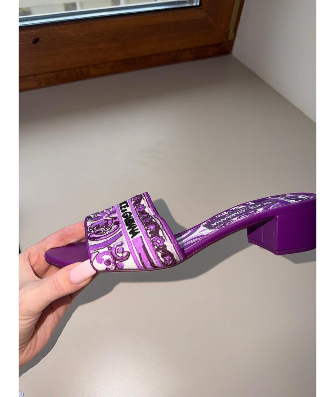 DOLCE&GABBANA Фиолетовые текстильные мюли, фото 9