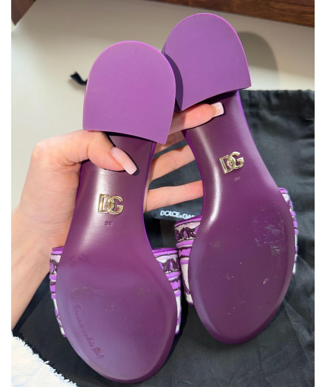 DOLCE&GABBANA Фиолетовые текстильные мюли, фото 8