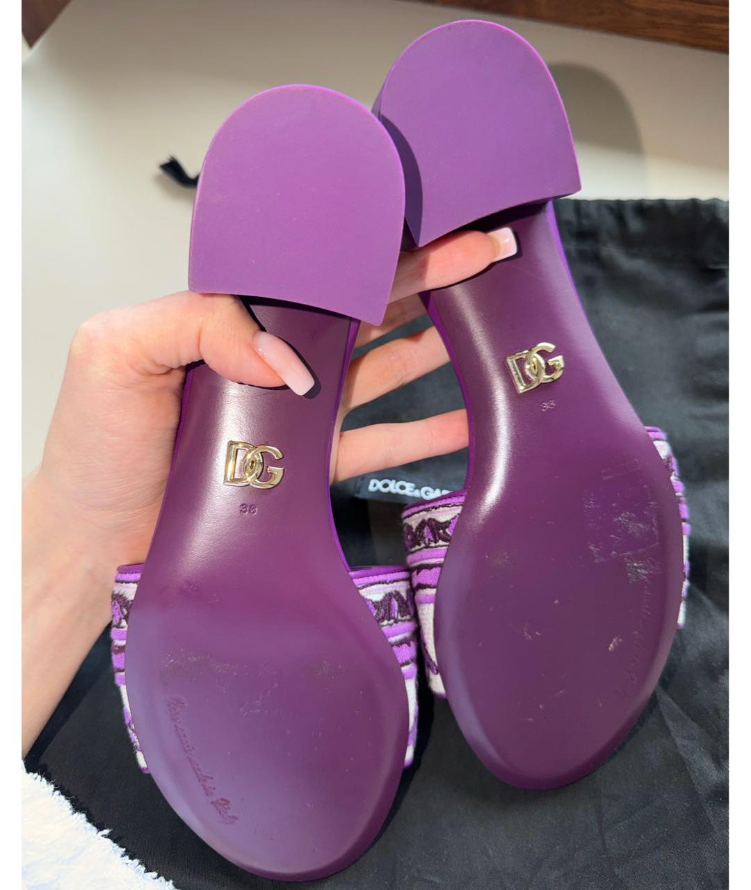 DOLCE&GABBANA Фиолетовые текстильные мюли, фото 4