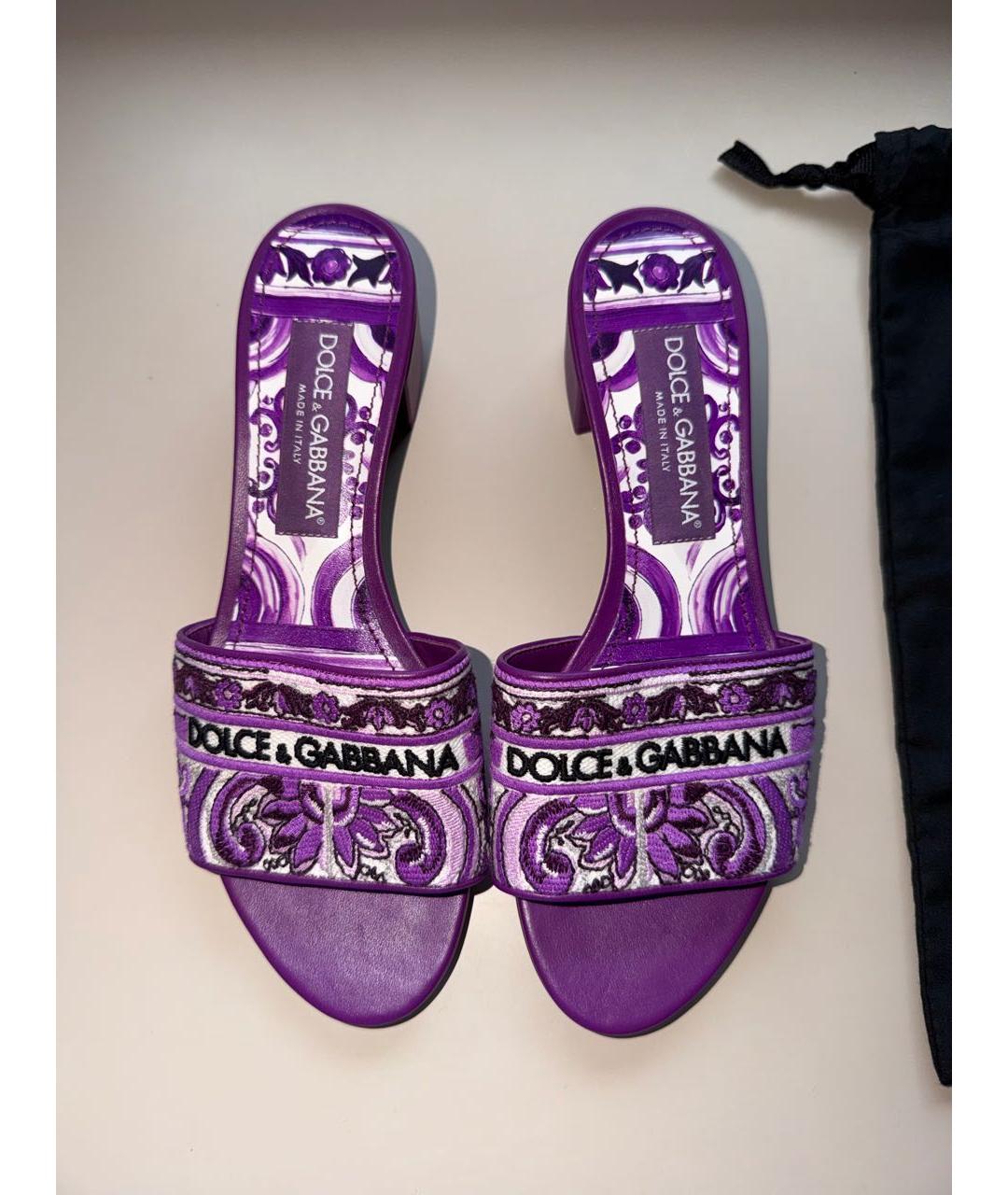 DOLCE&GABBANA Фиолетовые текстильные мюли, фото 3