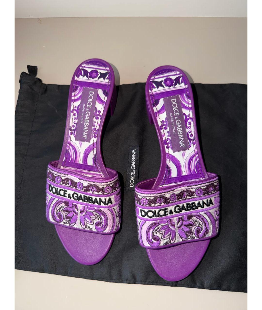 DOLCE&GABBANA Фиолетовые текстильные мюли, фото 2