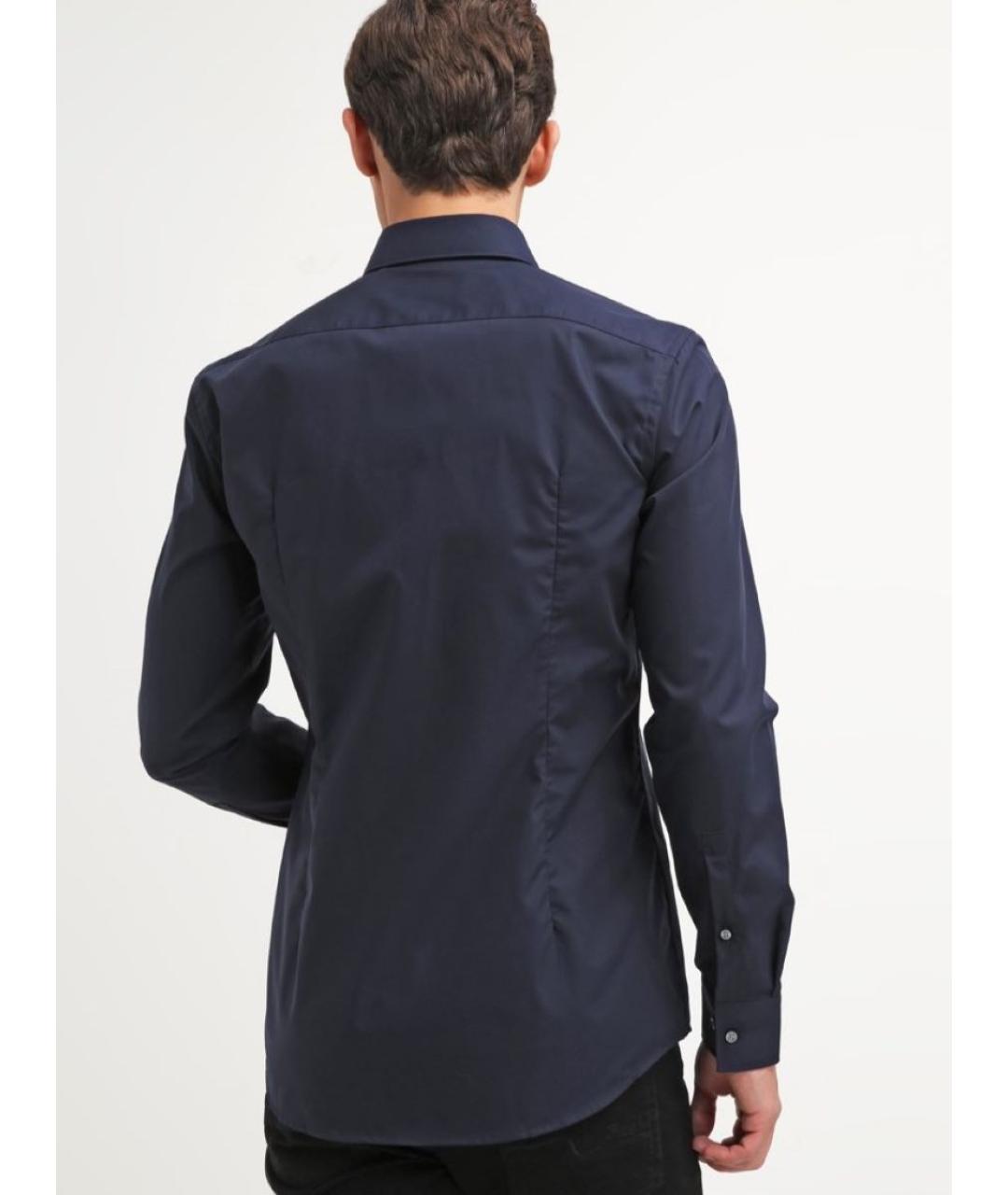 HUGO BOSS Синяя хлопковая классическая рубашка, фото 8