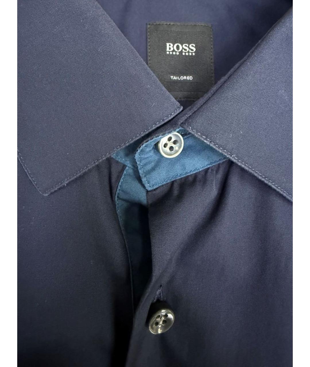 HUGO BOSS Синяя хлопковая классическая рубашка, фото 3