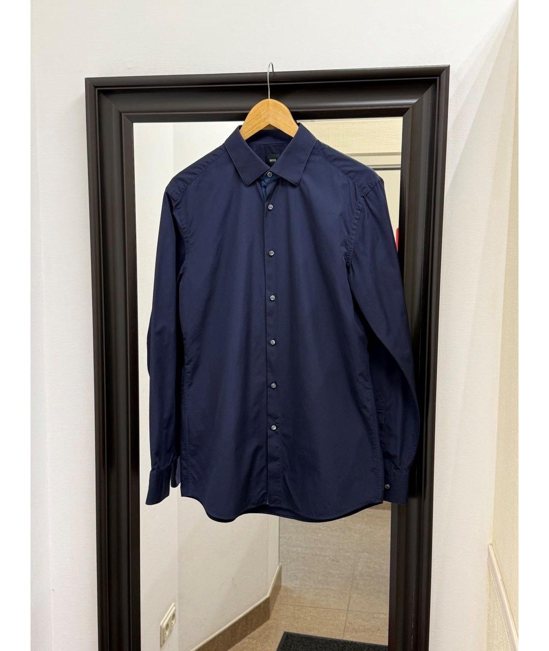 HUGO BOSS Синяя хлопковая классическая рубашка, фото 10