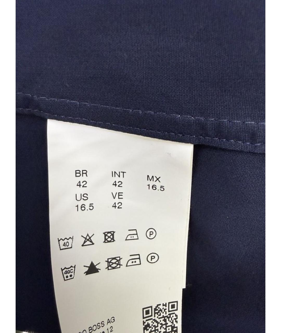 HUGO BOSS Синяя хлопковая классическая рубашка, фото 5