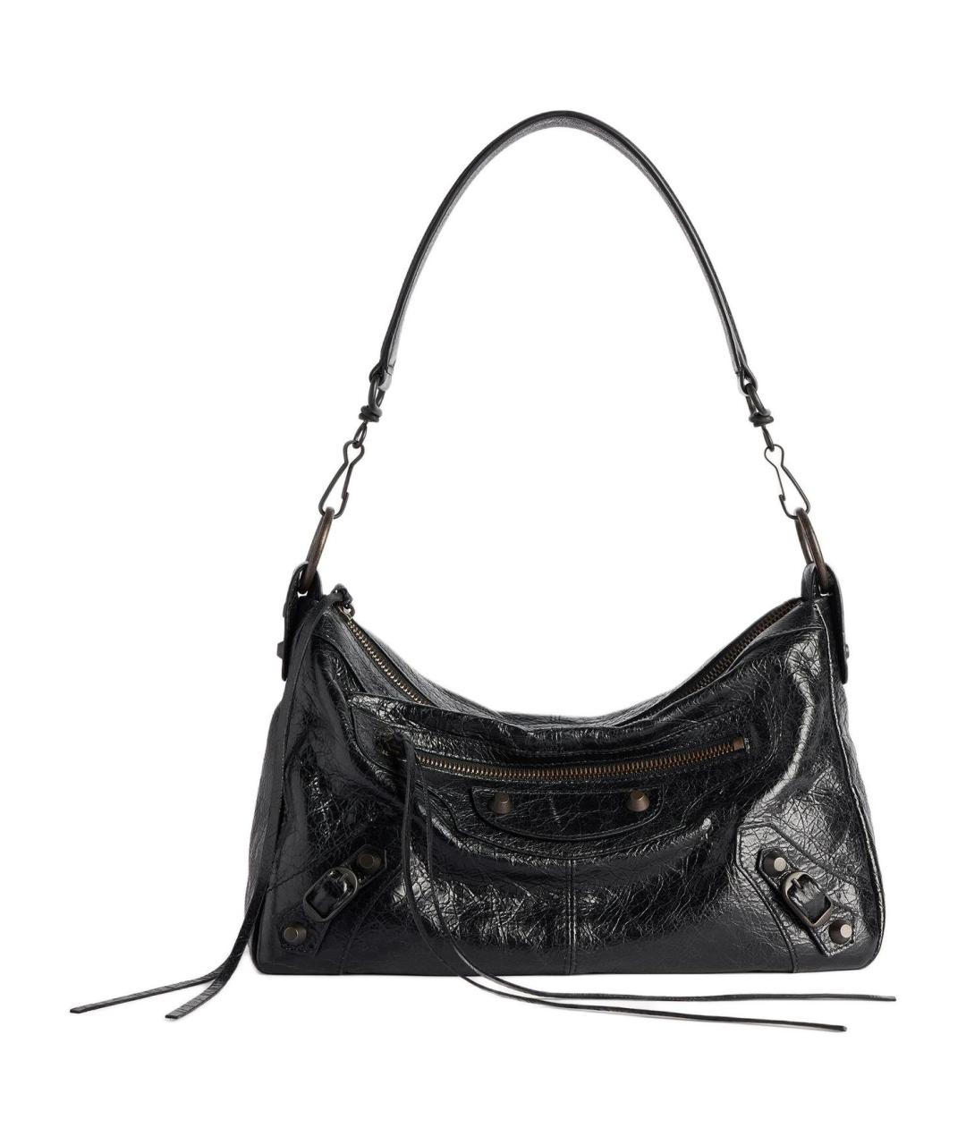 BALENCIAGA Черная кожаная сумка через плечо, фото 1