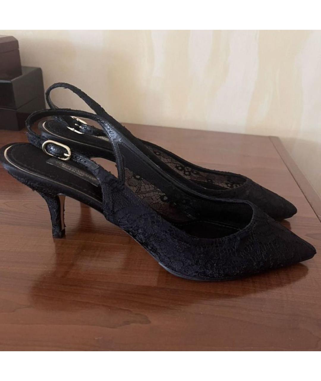 DOLCE&GABBANA Черные текстильные туфли, фото 4