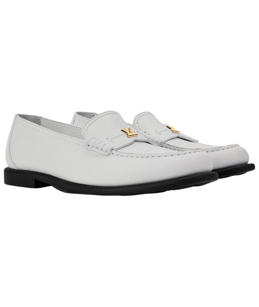 LOUIS VUITTON Белые кожаные лоферы, фото 3