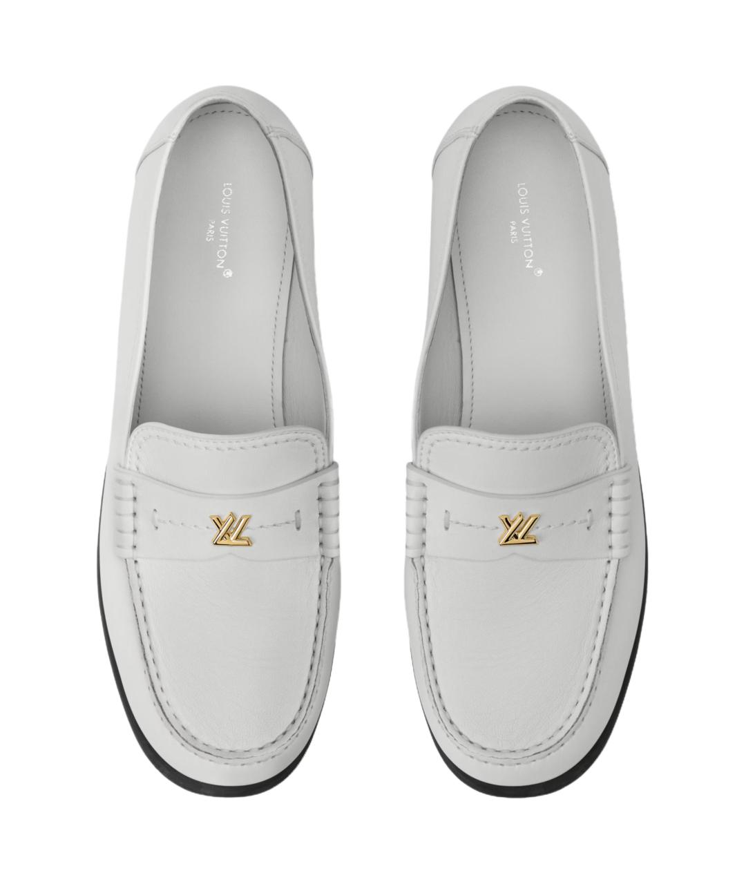 LOUIS VUITTON Белые кожаные лоферы, фото 4