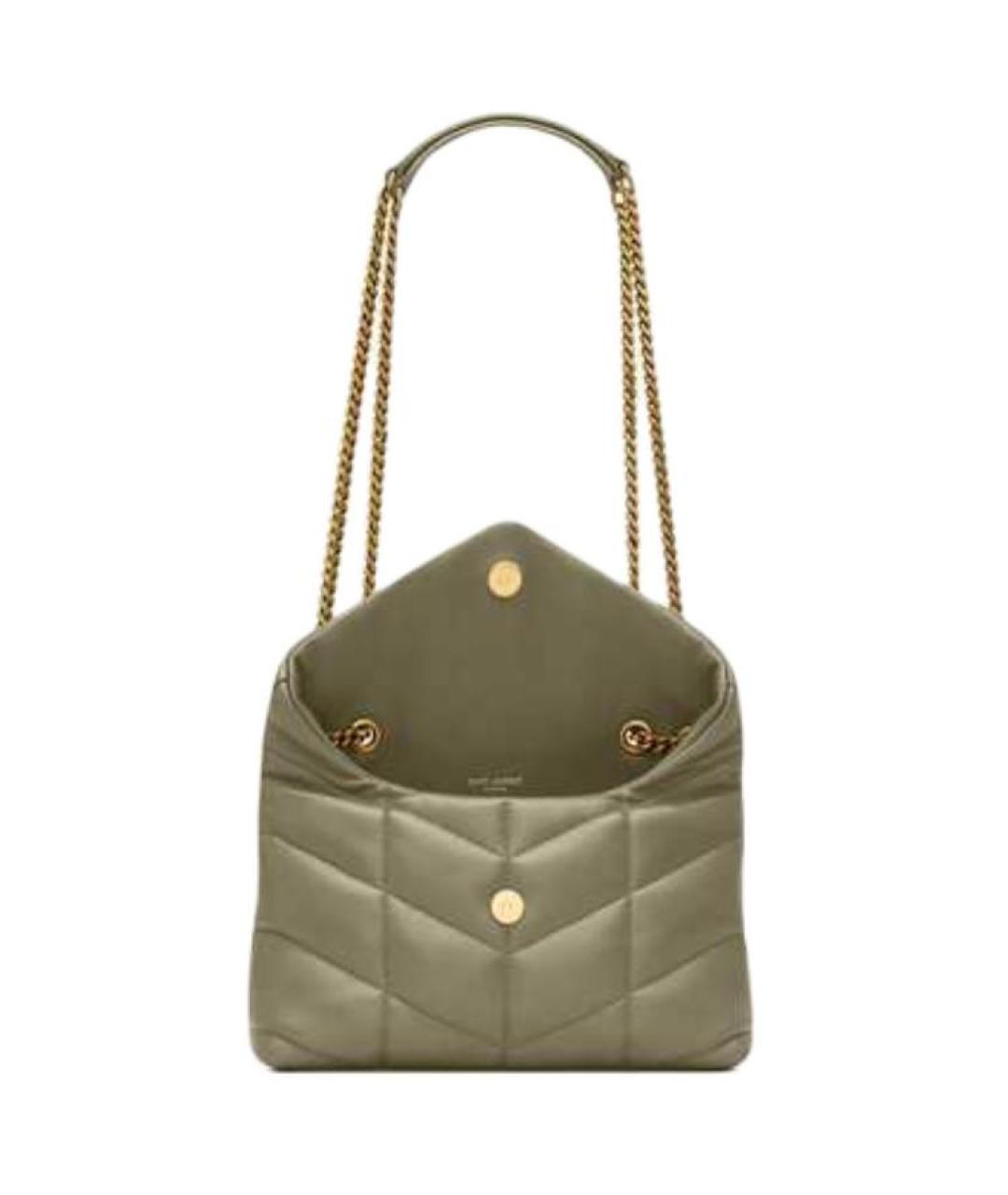 SAINT LAURENT Зеленая кожаная сумка через плечо, фото 4