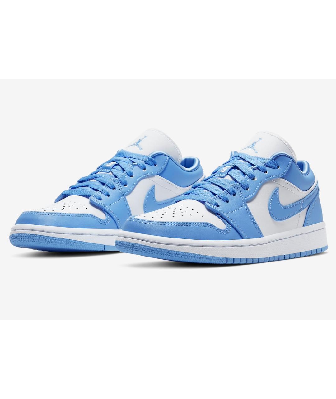 JORDAN Голубые кожаные низкие кроссовки / кеды, фото 2