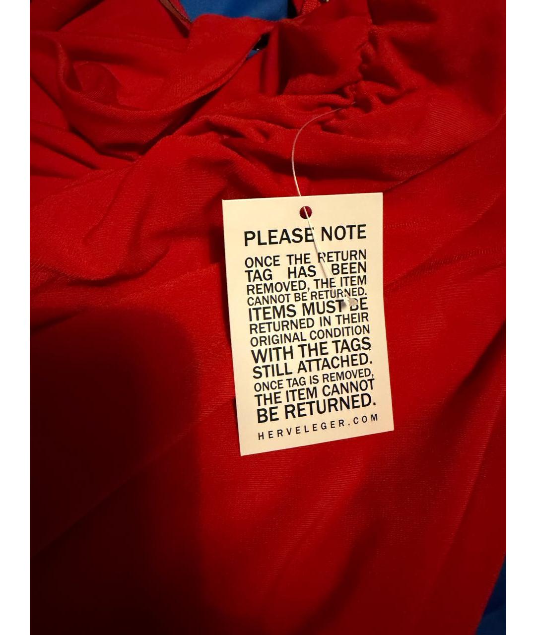 HERVE LEGER Красное вискозное повседневное платье, фото 6